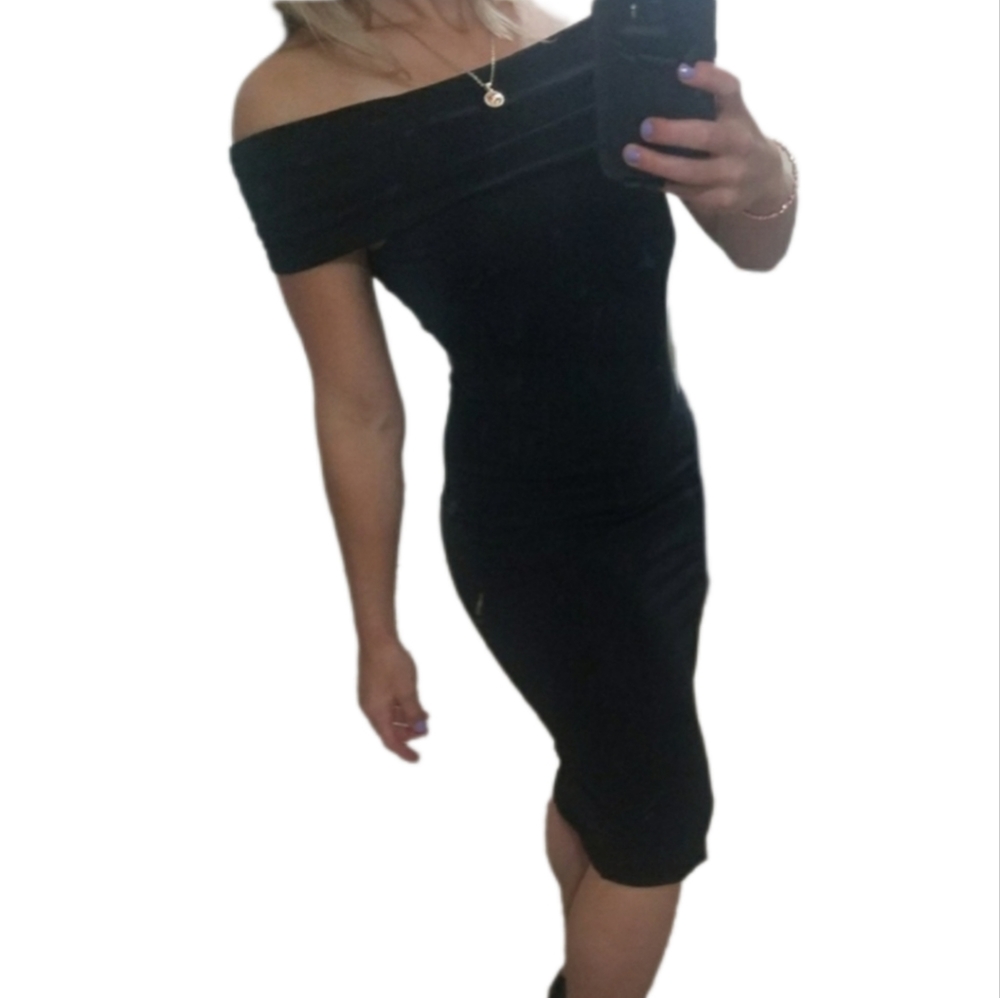 Black Midi Bodycon Dress - Picture 2 of 7